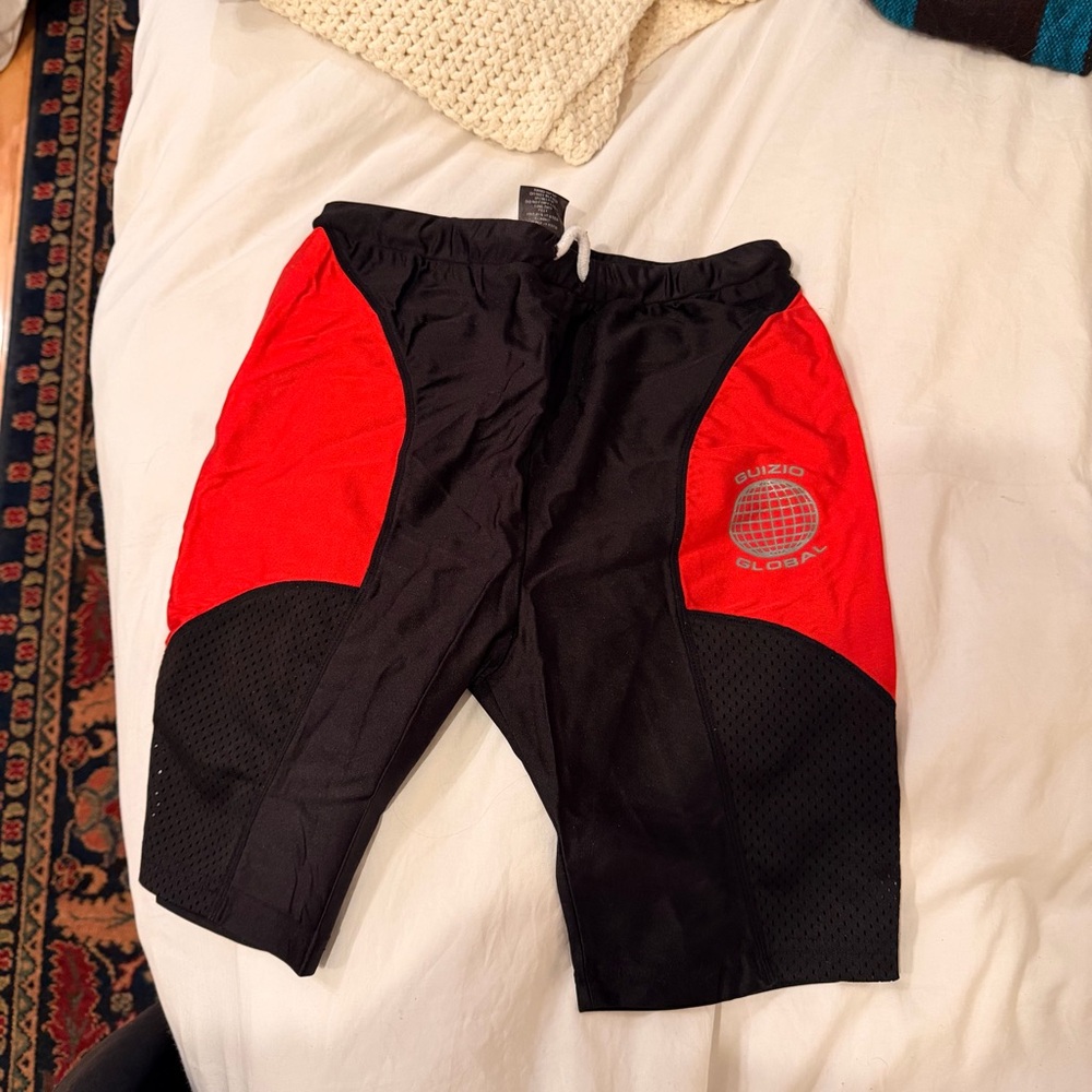 DG Danielle Guizio Black and Red Bike Shorts